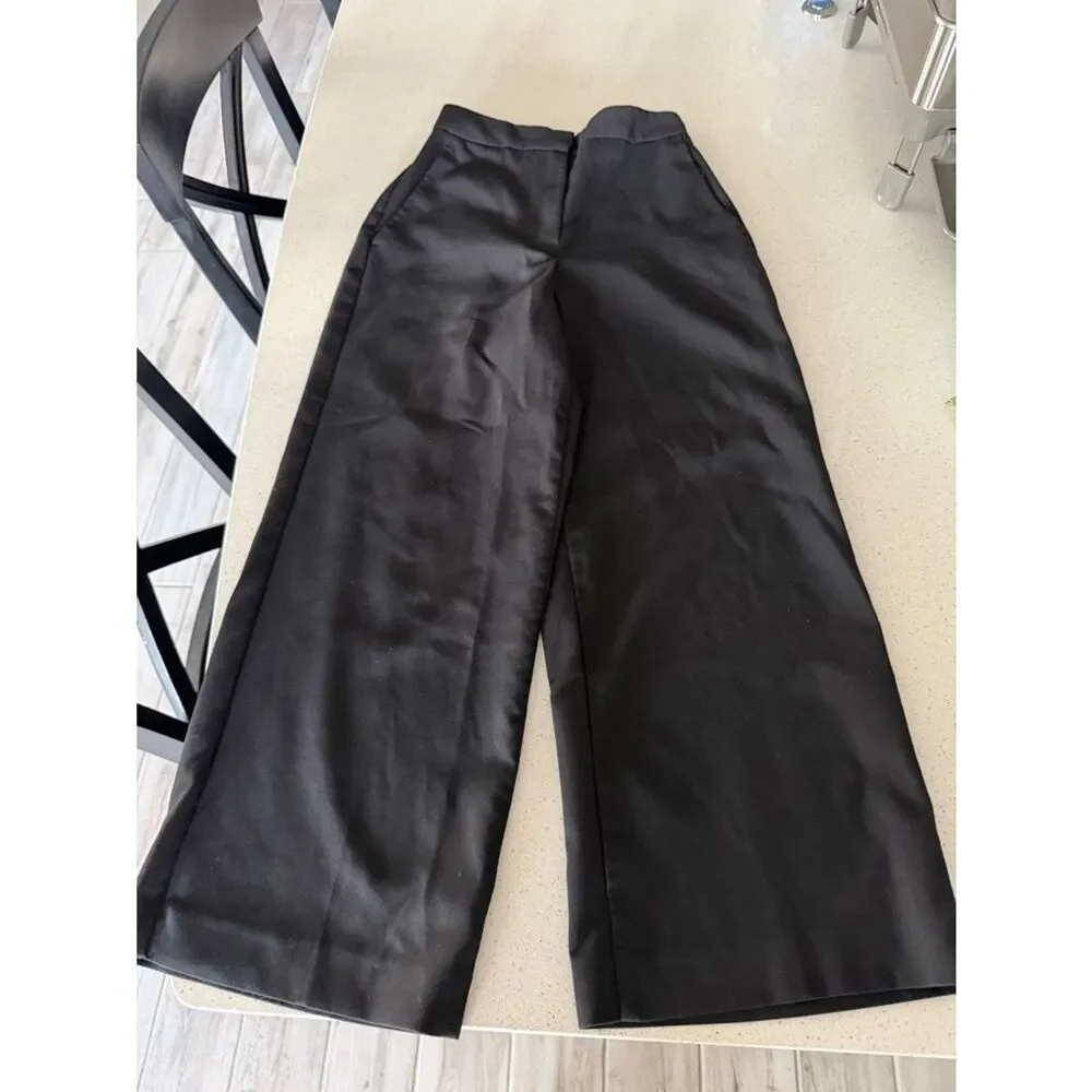 Zara High Waisted Black Pants Cropped Dressy Casual XS